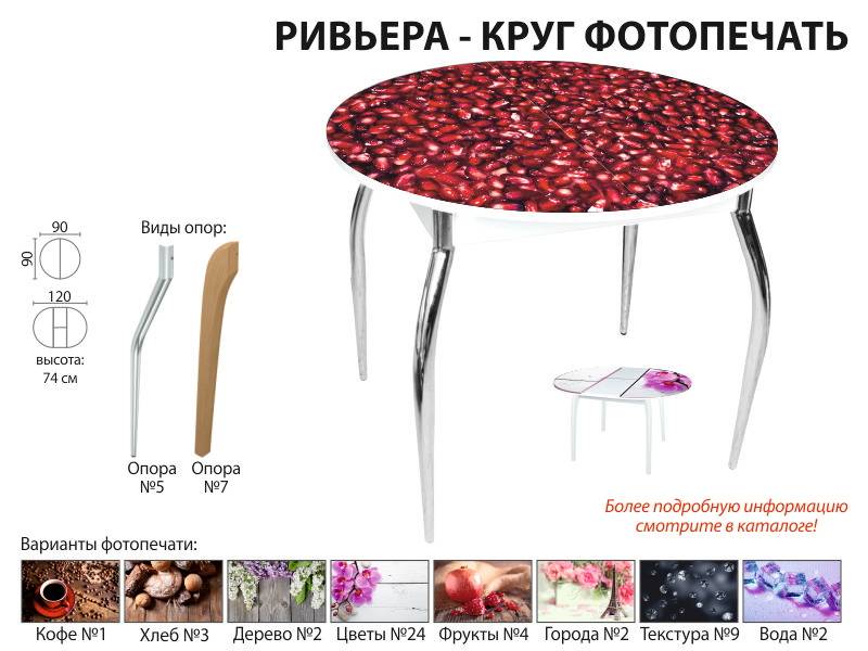 стол обеденный ривьера круг фотопечать во Владимире