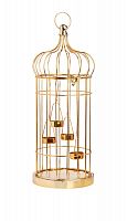 подсвечник-фонарь золотой на 4 свечи клетка shabby, 58 см во Владимире