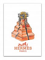 постер hermes подарочные коробки на белом фоне, а3 во Владимире