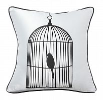 подушка с птичкой в клетке birdie in a cage white во Владимире