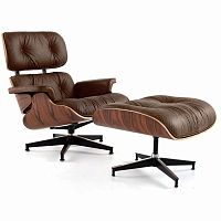 кресло eames style lounge chair & ottoman premium коричневое во Владимире