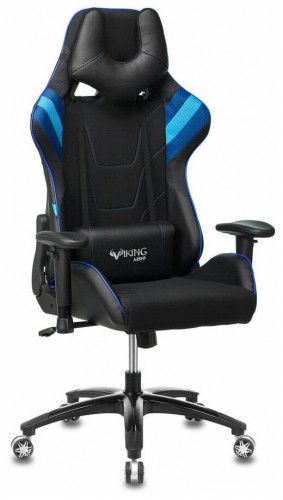 игровое кресло бюрократ бюрократ viking 4 aero, обивка: искусственная кожа, цвет: иск.кожа черная/ткань черная 26-28/сетка синяя(tw-10)-голубая(tw-55)-серая(tw-12) во Владимире