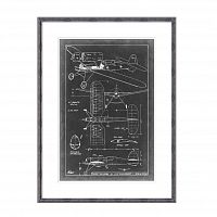 постер aeronautic blueprint 2 черный во Владимире