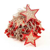 набор елочных украшений звезда деревянная с красным ободком christmas stars, 30 штук во Владимире