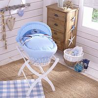 колыбель-переноска gift wicker moses basket белая, голубое белье во Владимире