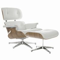 кресло eames style lounge chair & ottoman белое во Владимире