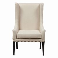 кресло мягкое с ушами белое nailhead fabric armchair во Владимире