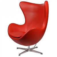 кресло arne jacobsen style egg chair кожа красное во Владимире