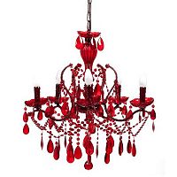 люстра 19th c. rococo iron & smoke crystal round (красная) красная во Владимире