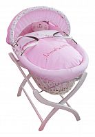 колыбель-переноска gift wicker moses basket белая, розовое белье во Владимире