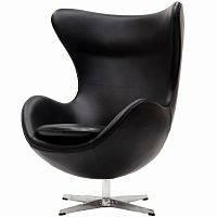 кресло с подлокотниками arne jacobsen style egg chair черное во Владимире