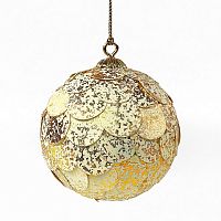шар новогодний золотой с мраморными чешуйками paper ball, 10 см во Владимире