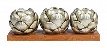 подсвечник сеербряный на 3 свечи на подставке шишки fir cone, 28 см во Владимире