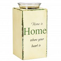 подсвечник деревянный бежевый со стеклом дом там, где сердце provence white, 18 см во Владимире