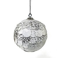 шар новогодний серебряный с мраморными чешуйками paper ball, 10 см во Владимире
