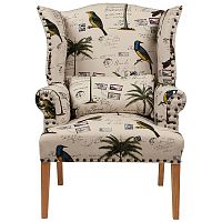 кресло мягкое с ушами quinn tufted armchair бежевое с рисунком во Владимире