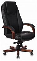 кресло для руководителя бюрократ бюрократ t-9923 walnut, обивка: натуральная кожа, цвет: кожа (black) во Владимире
